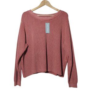 NWT Coldwater Creek Rib Knit Scoop Neck 100% Cotton Pullover Boxy Sweater 1X